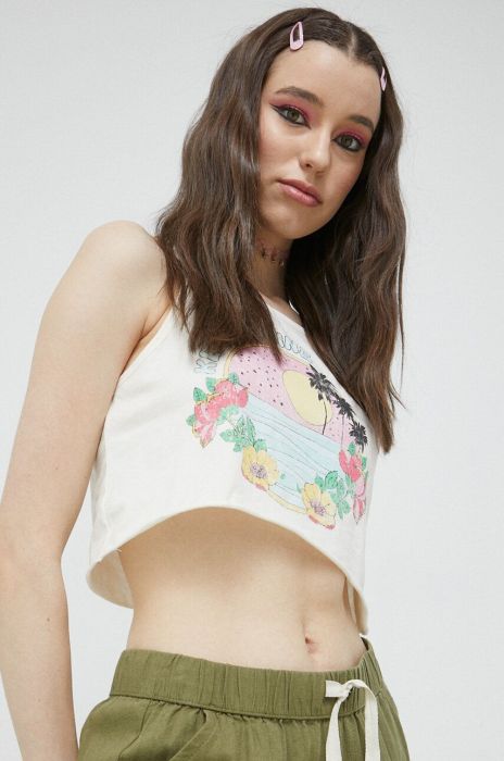 Бавовняний топ Billabong колір бежевий