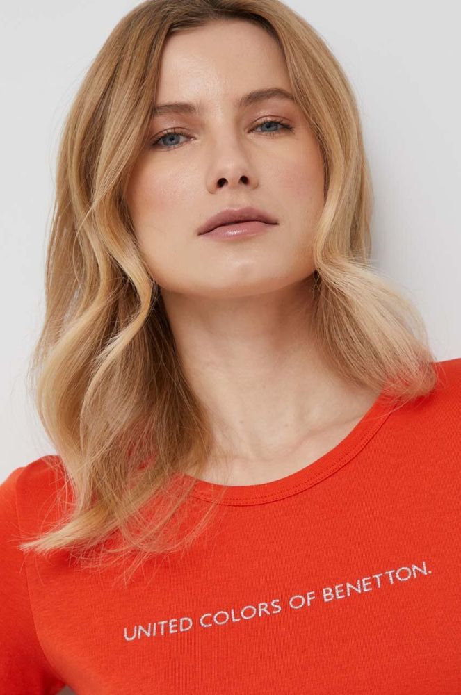 Бавовняна футболка United Colors of Benetton колір помаранчевий (3079161)