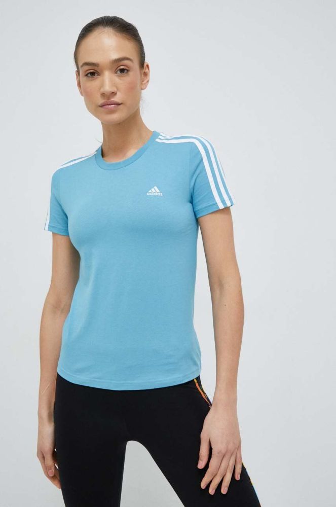 Бавовняна футболка adidas колір блакитний (3118238)