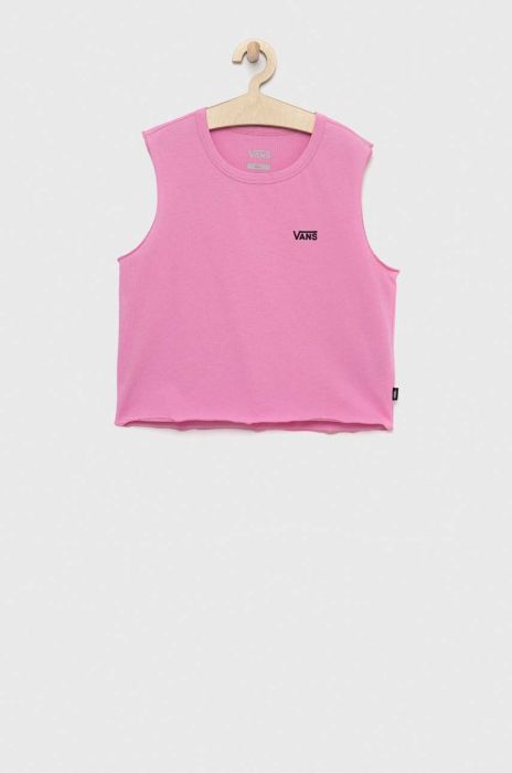 Дитячий бавовняний топ Vans колір фіолетовий