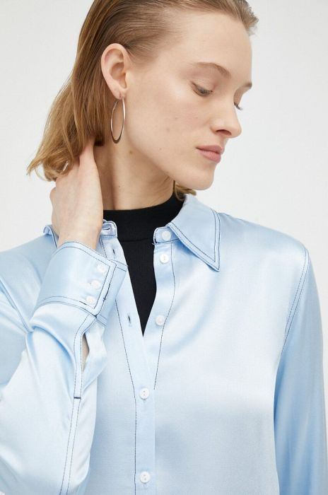 Сорочка R?sum? жіноча relaxed класичний комір колір блакитний (3163882)