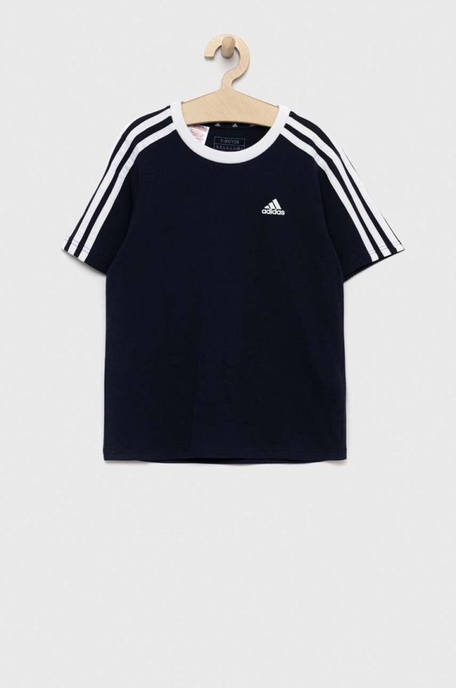 Дитяча бавовняна футболка adidas G 3S BF колір синій