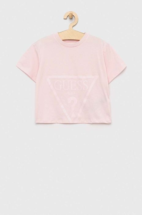 Дитяча бавовняна футболка Guess колір рожевий (3002311)