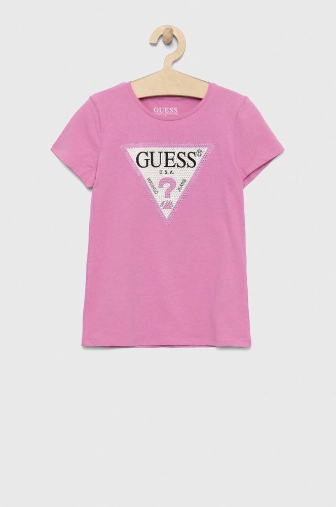 Дитяча футболка Guess колір фіолетовий (2874395)
