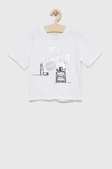 Дитяча бавовняна футболка Guess колір білий (2911903)