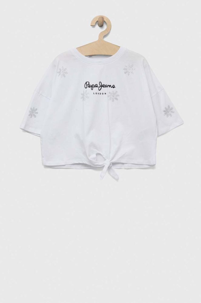 Дитяча бавовняна футболка Pepe Jeans Garland колір білий