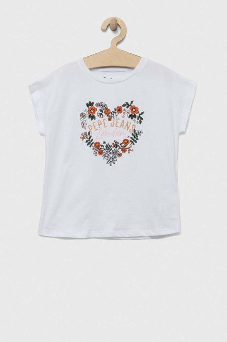 Дитяча бавовняна футболка Pepe Jeans колір білий (3239364)