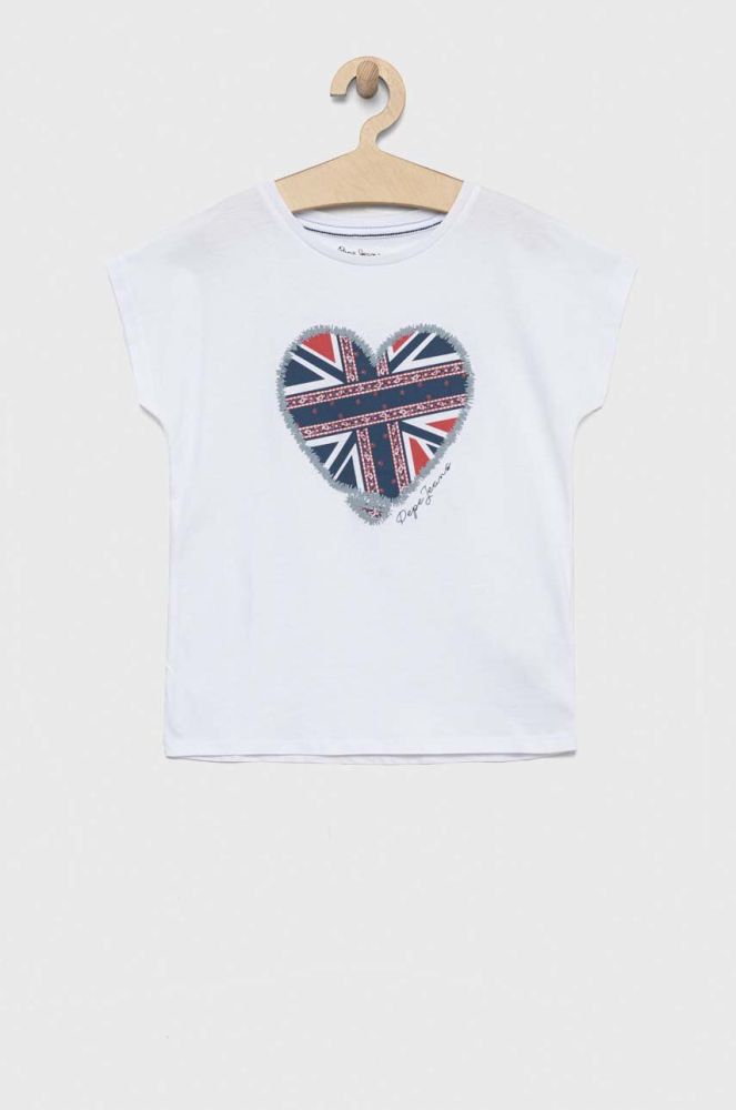 Дитяча бавовняна футболка Pepe Jeans колір білий (3083657)