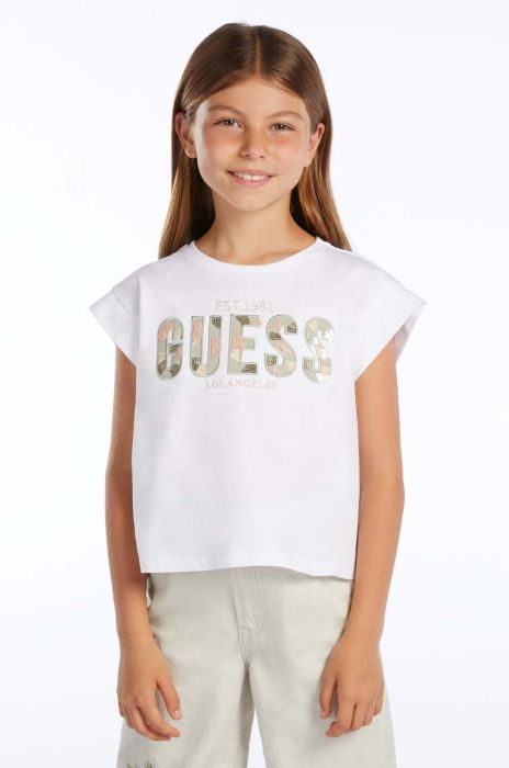Дитяча бавовняна футболка Guess колір білий (3023873)