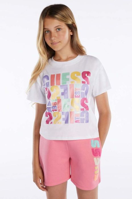 Дитяча бавовняна футболка Guess колір білий (3047083)