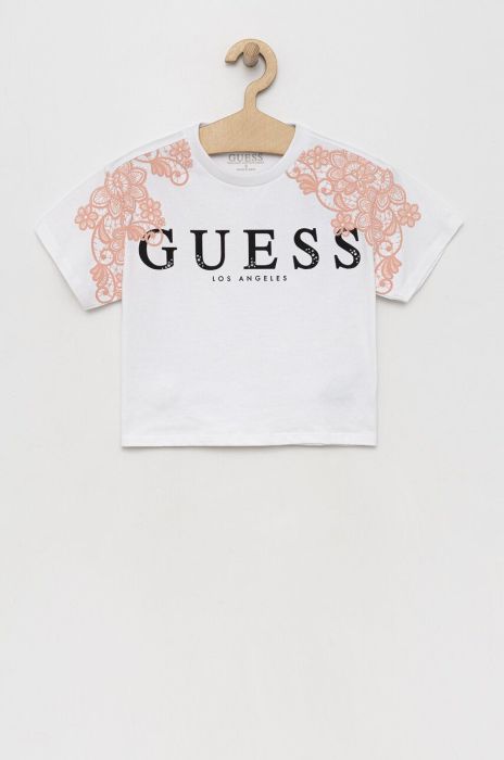 Дитяча бавовняна футболка Guess колір білий (3129655)