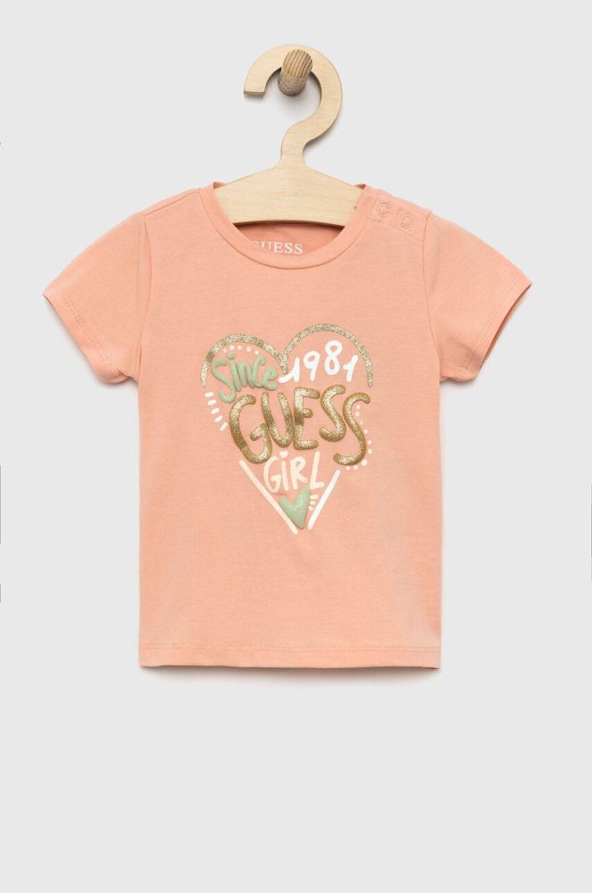 Футболка для немовлят Guess колір рожевий