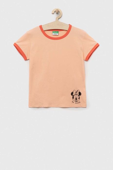 Дитяча бавовняна футболка United Colors of Benetton колір помаранчевий (3286307)