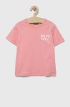 Дитяча бавовняна футболка United Colors of Benetton колір рожевий (3275688)