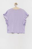 Футболка з домішкою льону United Colors of Benetton колір фіолетовий