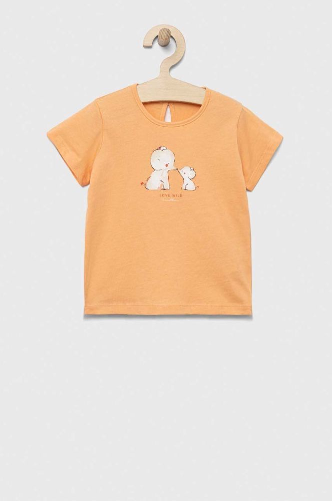 Бавовняна футболка для немовлят United Colors of Benetton колір помаранчевий (3275697)