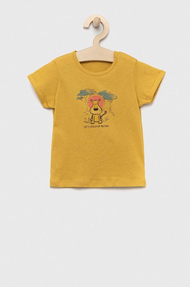 Бавовняна футболка для немовлят United Colors of Benetton колір жовтий
