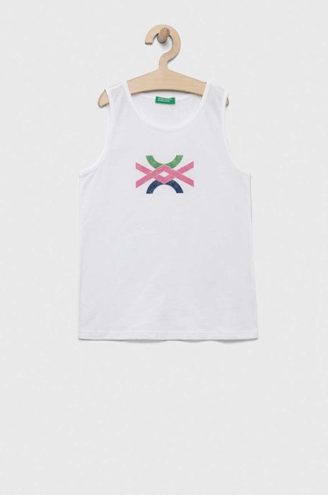 Дитячий бавовняний топ United Colors of Benetton колір білий (3275723)
