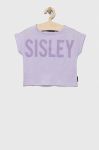 Дитяча бавовняна футболка Sisley колір фіолетовий (3249009)
