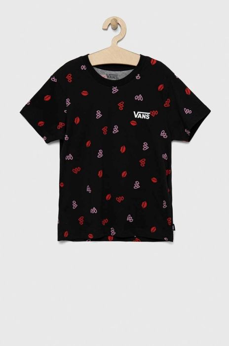 Бавовняна футболка Vans VALENTINES PRINT BOXY Black Колір чорний колір чорний