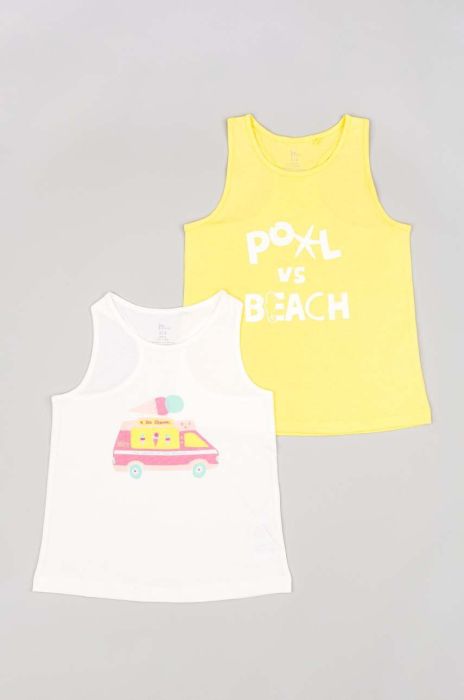 Дитячий бавовняний топ zippy 2-pack колір білий