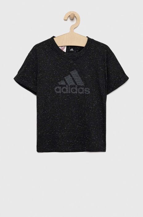 Дитяча футболка adidas G FI BL колір сірий візерунок