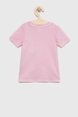 Дитяча бавовняна футболка Guess колір рожевий з аплікацією