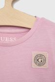 Дитяча бавовняна футболка Guess колір рожевий з аплікацією