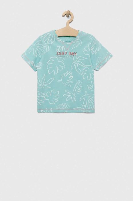 Дитяча бавовняна футболка United Colors of Benetton колір бірюзовий візерунок (3280125)