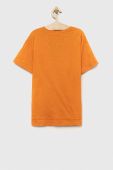 Дитяча бавовняна футболка United Colors of Benetton колір помаранчевий з принтом (3234967)