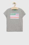 Дитяча бавовняна футболка United Colors of Benetton колір сірий з принтом (3054325)