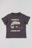 Дитяча бавовняна футболка zippy колір сірий з принтом (3137558)