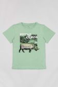 Дитяча бавовняна футболка zippy колір зелений з принтом (3124644)