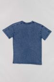 Дитяча бавовняна футболка zippy колір синій однотонний