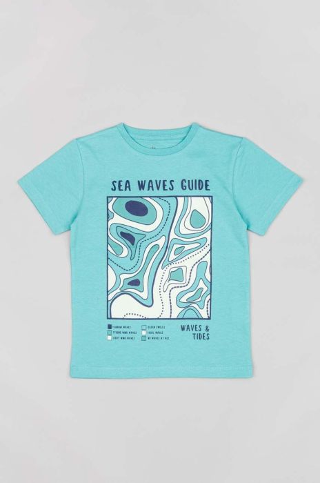 Дитяча бавовняна футболка zippy з принтом колір блакитний (3160434)