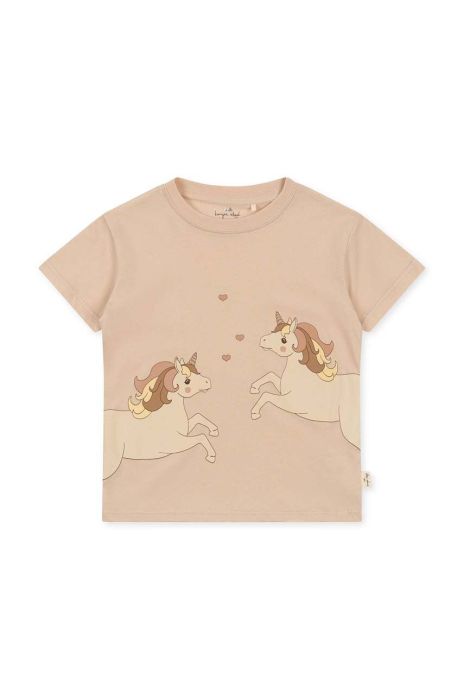 Дитяча бавовняна футболка Konges Sl?jd колір рожевий з принтом