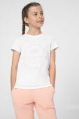 Дитяча бавовняна футболка 4F колір білий з принтом (3107559)