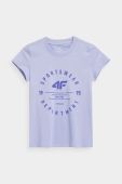 Дитяча бавовняна футболка 4F колір фіолетовий з принтом (3107576)