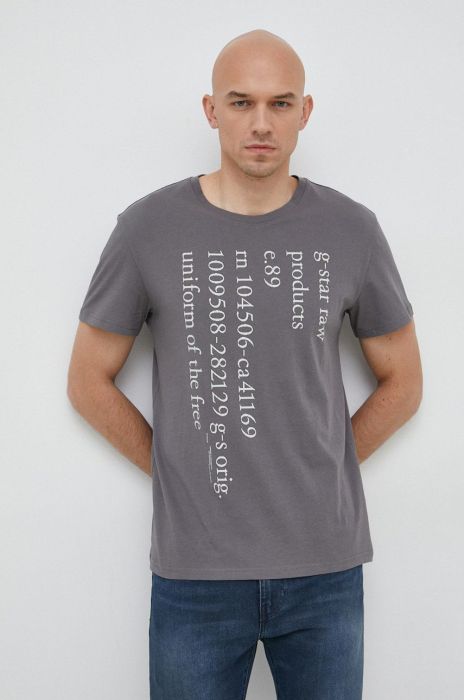 Бавовняна футболка G-Star Raw колір сірий з принтом (2934029)