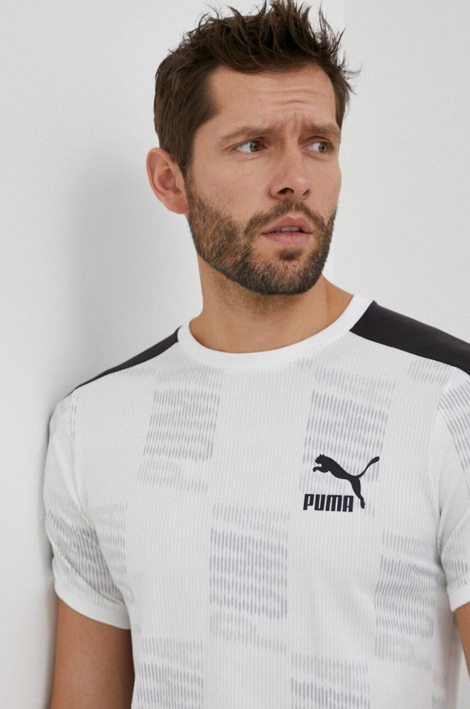 Футболка Puma чоловічий колір білий візерунок