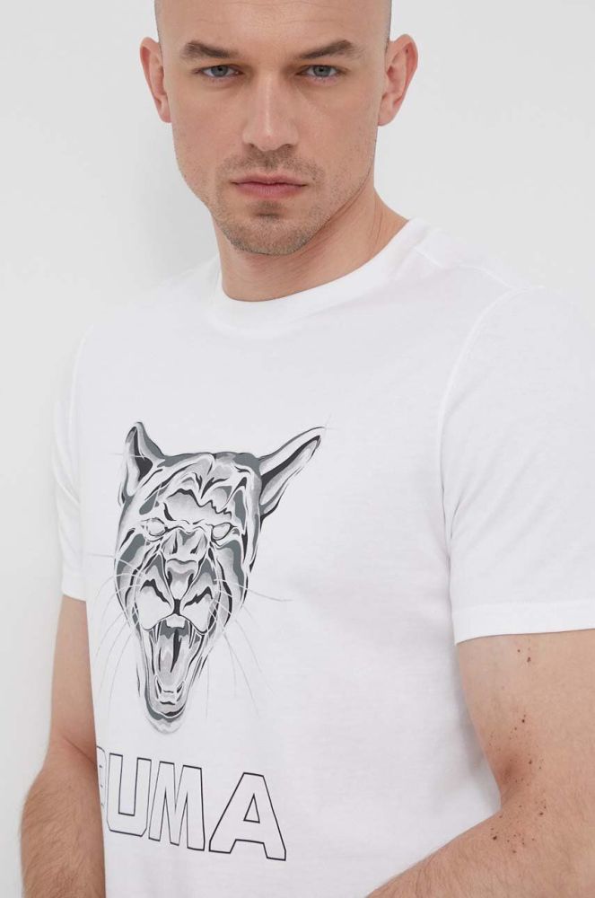 Бавовняна футболка Puma колір білий з принтом (3258441)