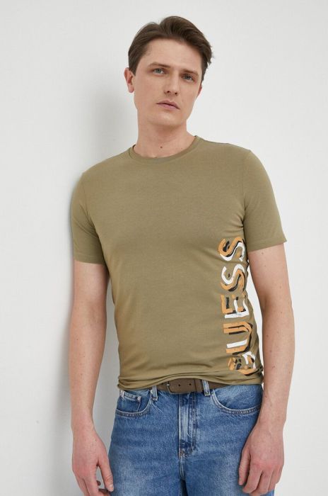 Футболка Guess чоловічий колір зелений з принтом (3154612)