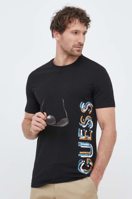 Футболка Guess чоловічий колір чорний з принтом (3154607)