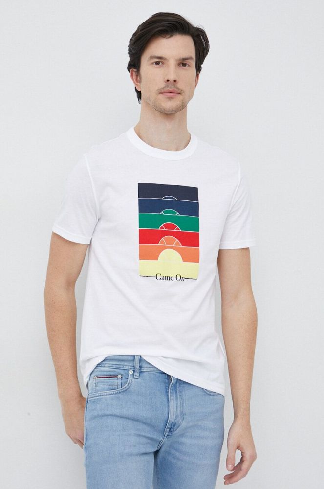 Бавовняна футболка United Colors of Benetton колір білий з принтом (3118467)