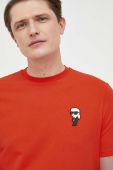Футболка Karl Lagerfeld чоловічий колір помаранчевий з аплікацією