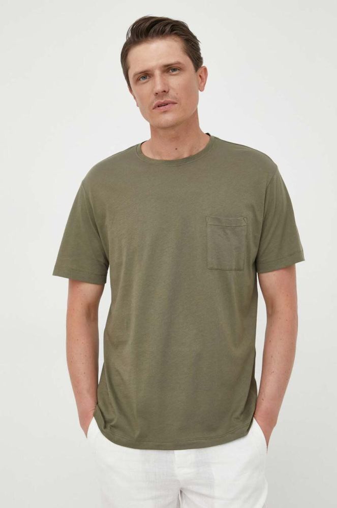 Бавовняна футболка United Colors of Benetton колір зелений однотонний (3304297)
