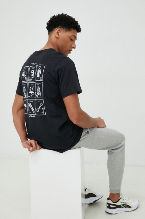 Бавовняна футболка Columbia колір чорний візерунок (2962917)