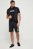 Пляжна футболка BOSS колір чорний візерунок