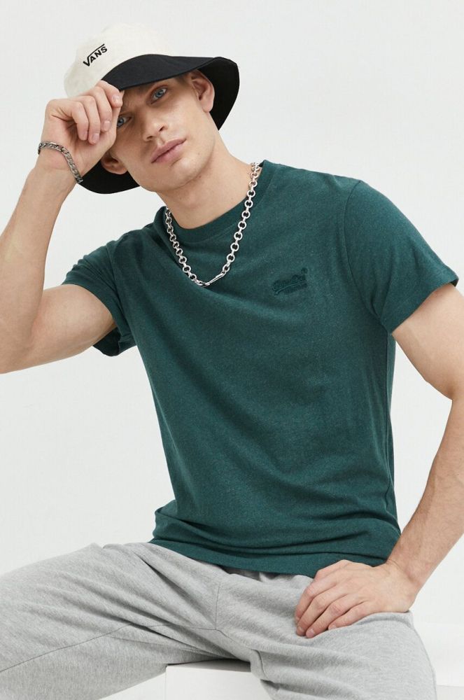 Бавовняна футболка Superdry колір зелений однотонний (3001548)