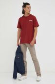 Бавовняна футболка Les Deux колір бордовий з принтом